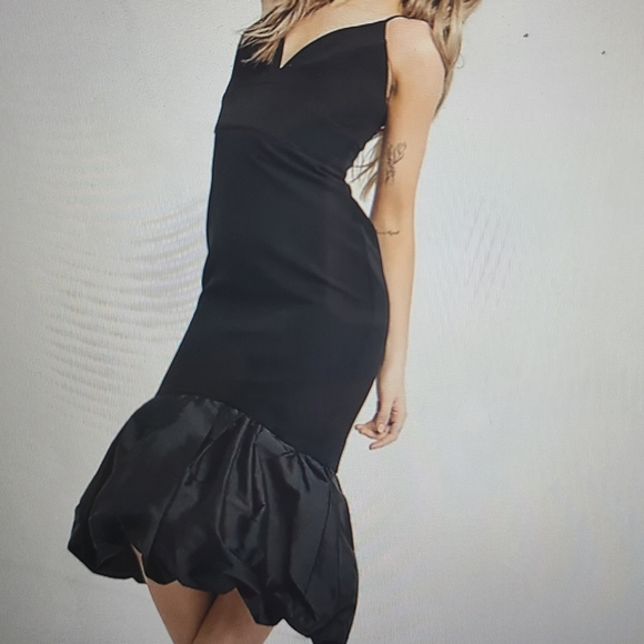 NWT ASOS Black Ever New Plunge Midi Dress - Picture 4 of 7